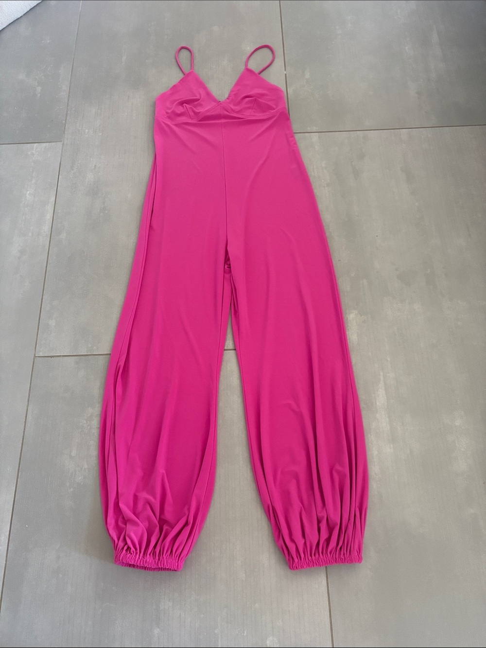 Norma Kamali Fuchsia Spaghetti-Strap Wide-Leg Jumpsuit